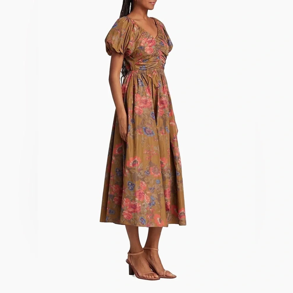 Ulla Johnson Cecile Floral Fit & Flare Midi-Dress, Size 2 - Picture 3 of 13